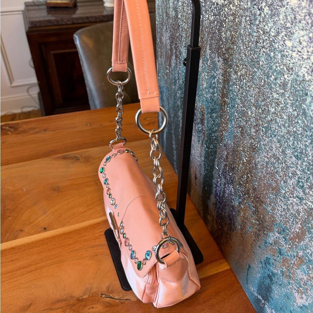 Sondra Roberts Barbiecore Glam Pink Rhinestone Satin  Clutch Shoulder Bag NWOT - Picture 5 of 16